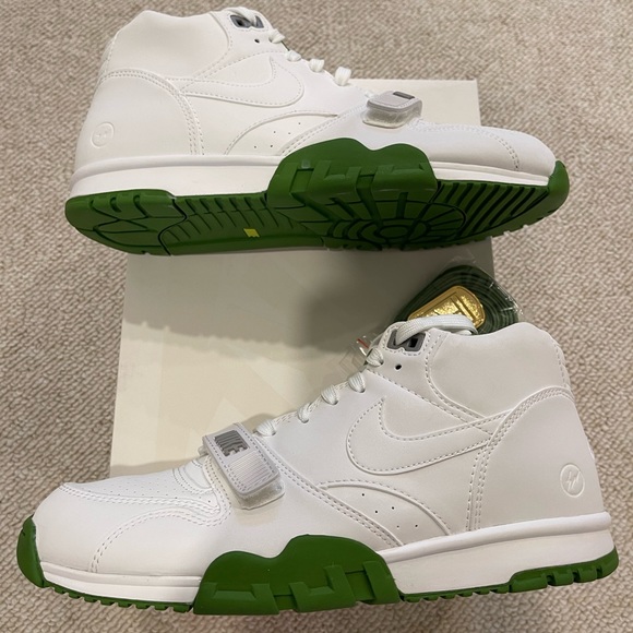 DS Brand New Nike x Fragment Air Trainer 1 Mid White/Chlorophyll men’s size 9.5 - Picture 2 of 7